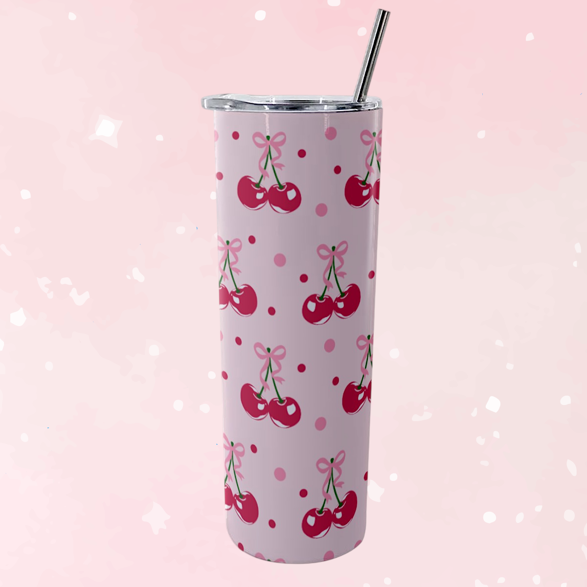 Pretty In Cherries Glitter Tumbler 20 oz