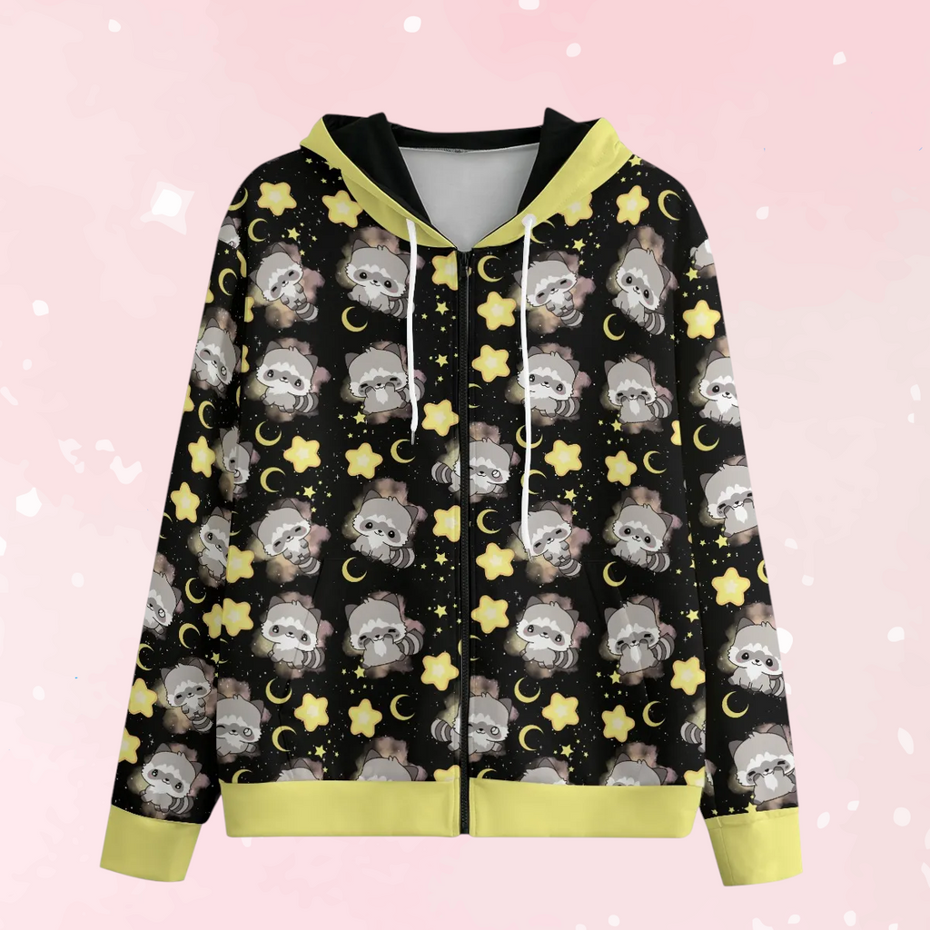 Celestial Raccoon Zip Up Hoodie