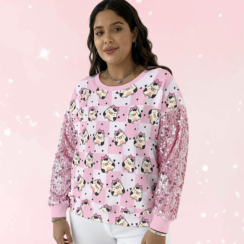 Pink Meadow Sequin Sleeve Sweater