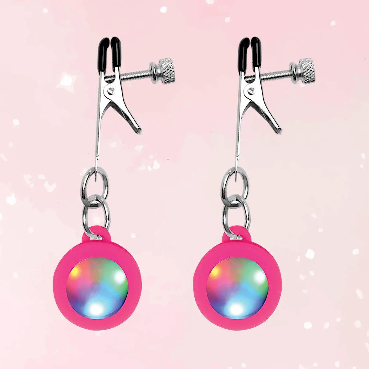 LED Light-Up Nipple Clamps – Adjustable Pink - Puppy's Aesthetics