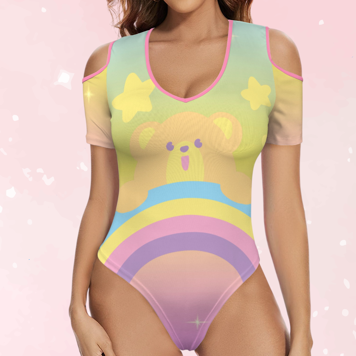 Rainbow Snuggle Bear Peekaboo Playsuit