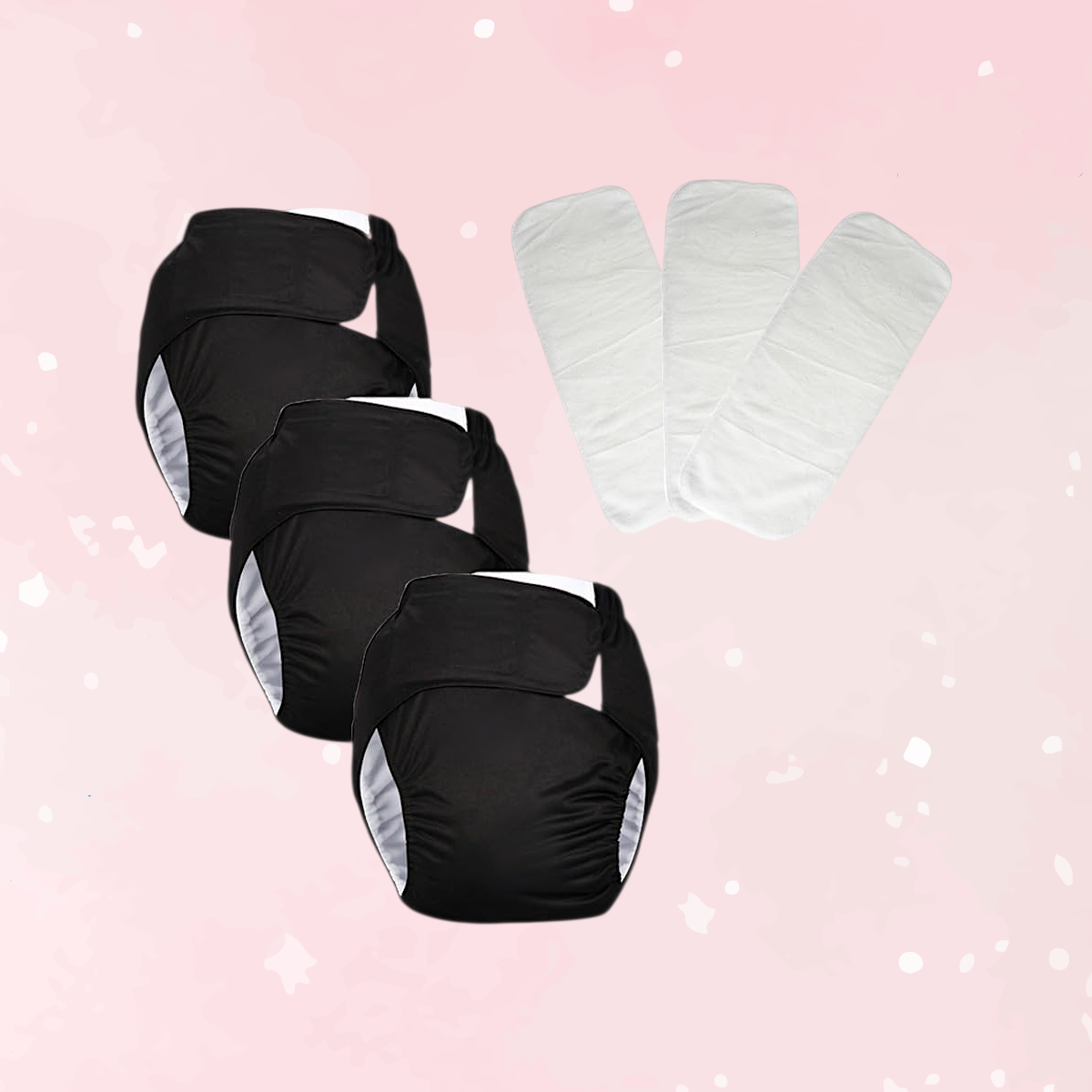 Black Reusable Adult Diaper XL (3 Pack)