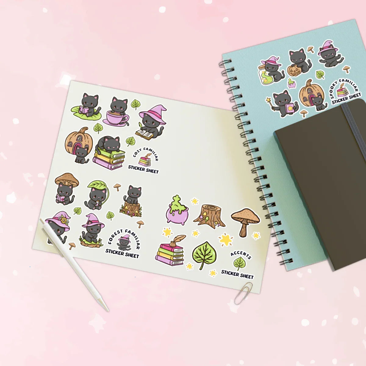 Kitty Cozy Familiar Sticker Sheet - Puppy's Aesthetics