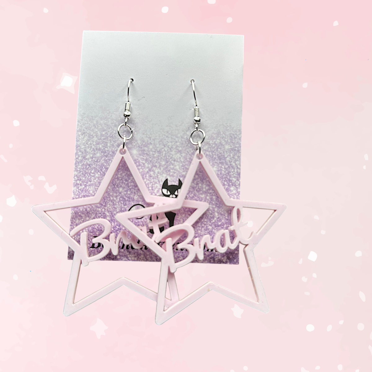 Rose Pink Brat Acrylic Earrings