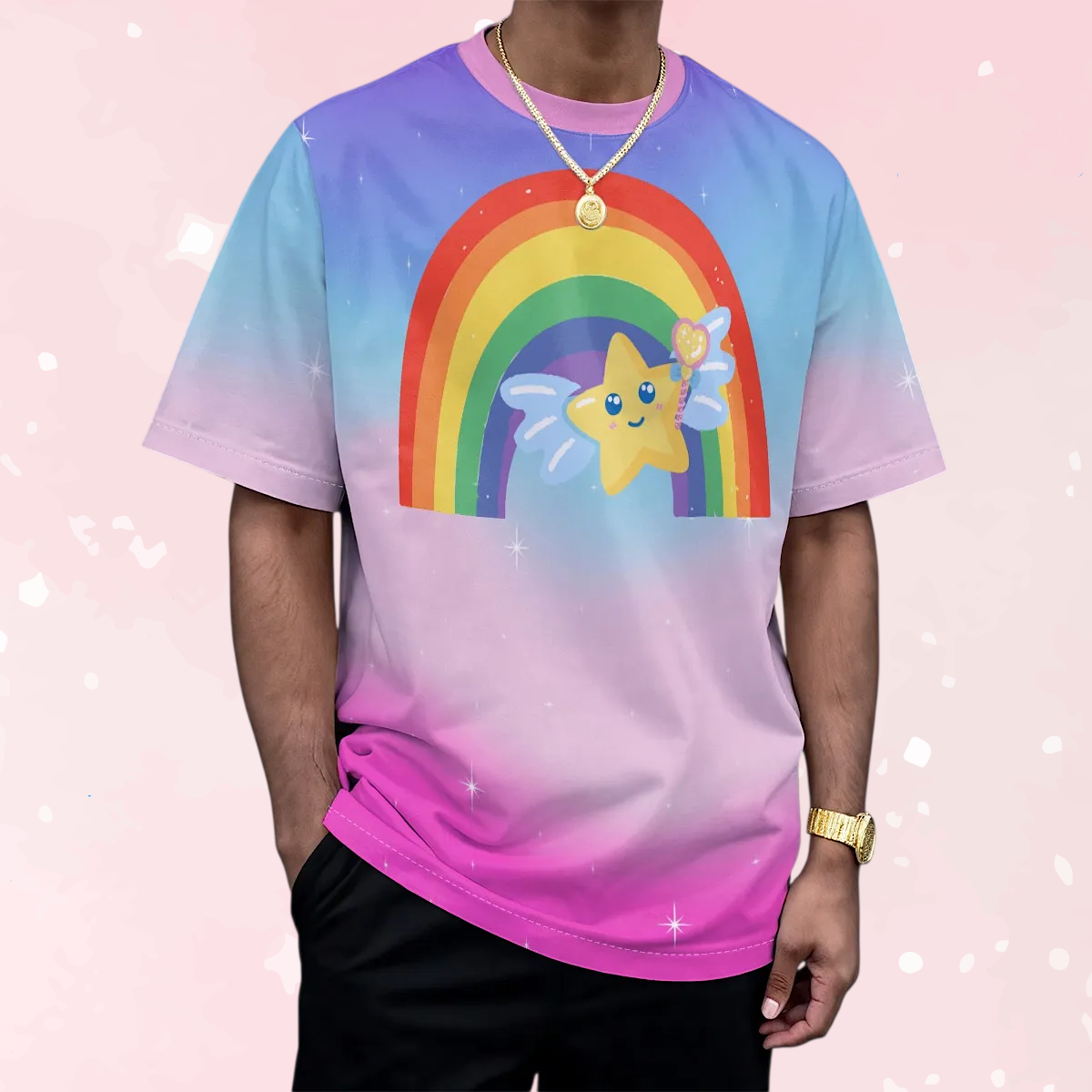 Soft Rainbow Star Play Tee