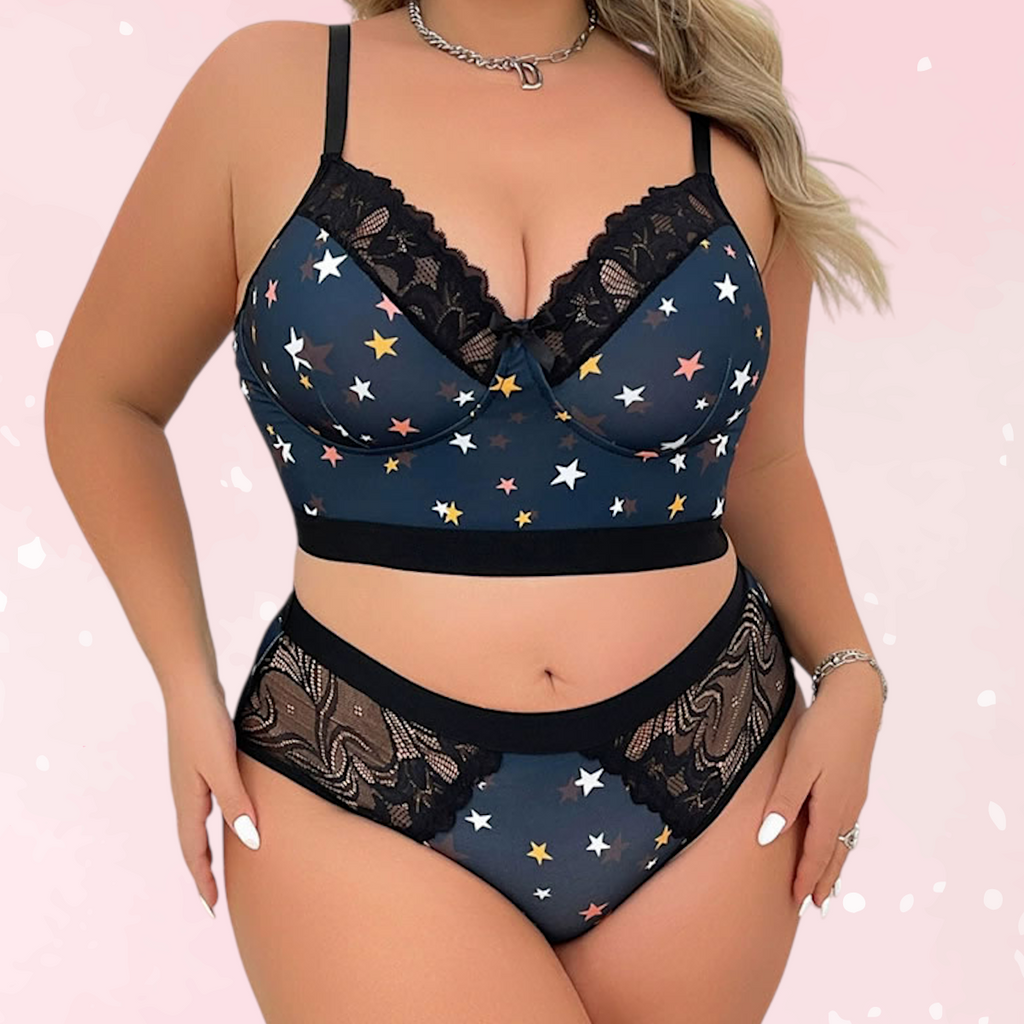 Starry Night Plus Size Bra & Panties Set