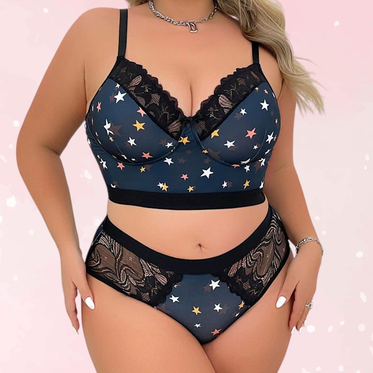 Starry Night Plus Size Bra & Panties Set