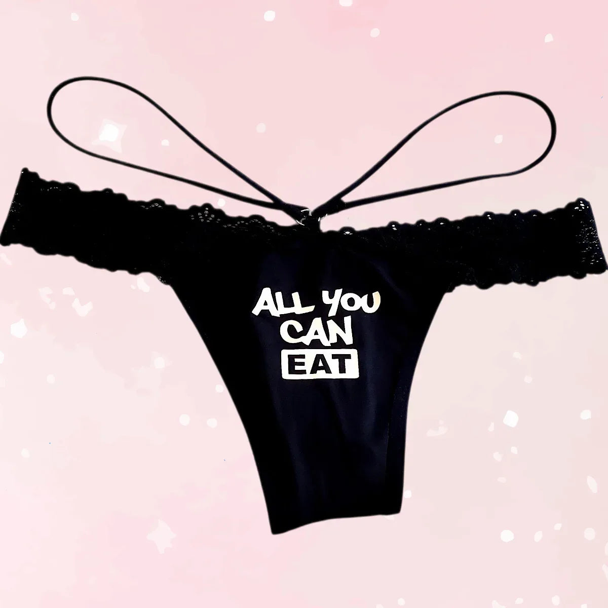 'All You Can Eat' Black Thong Panty - Puppy's Aesthetics