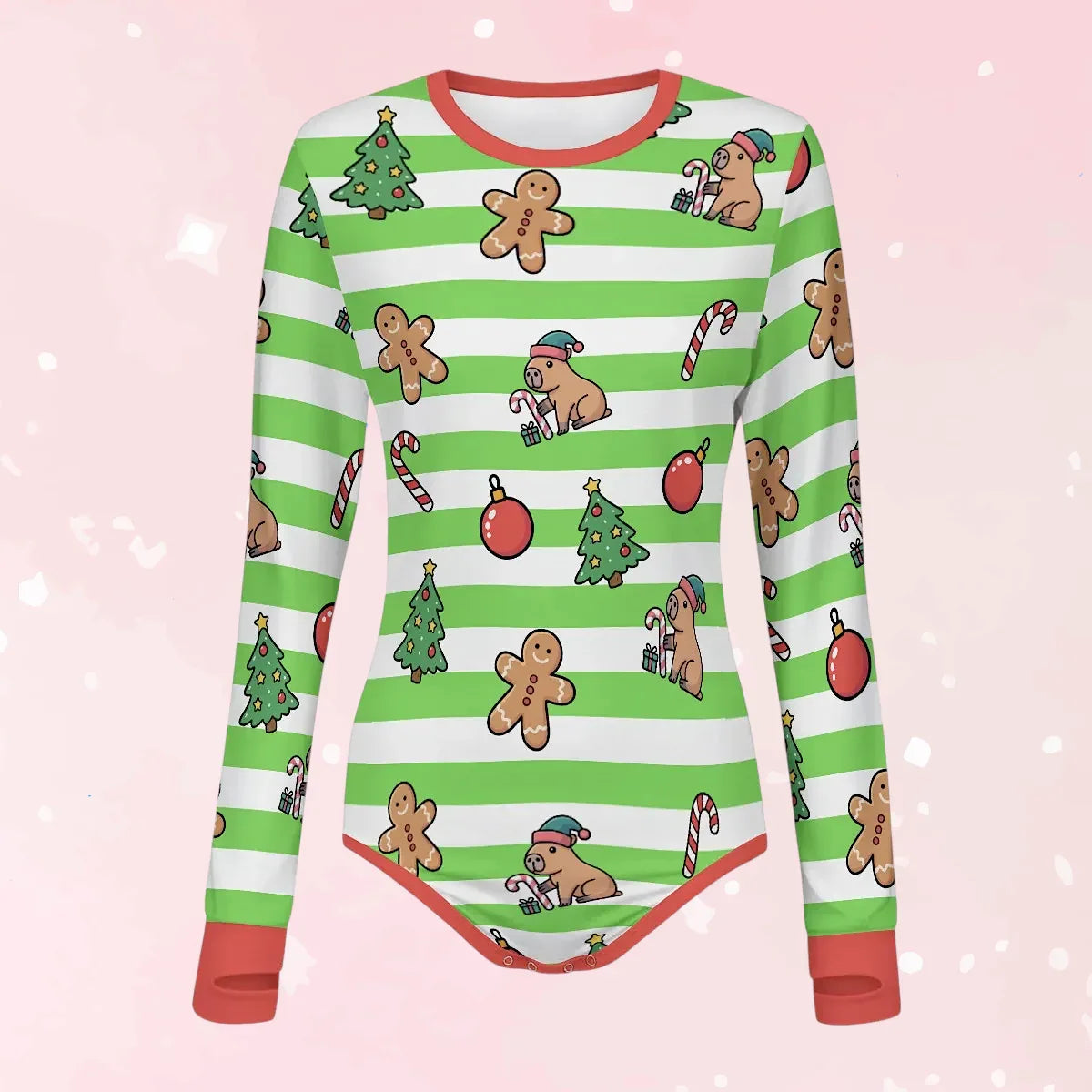Gingerbread Capybara Long Sleeve CuddleSuit - Puppy's Aesthetics