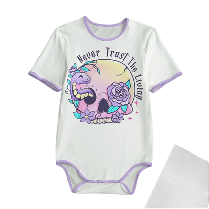 'Never Trust The Living' Unisex Adult Onesie Bodysuit Puppy's Aesthetics