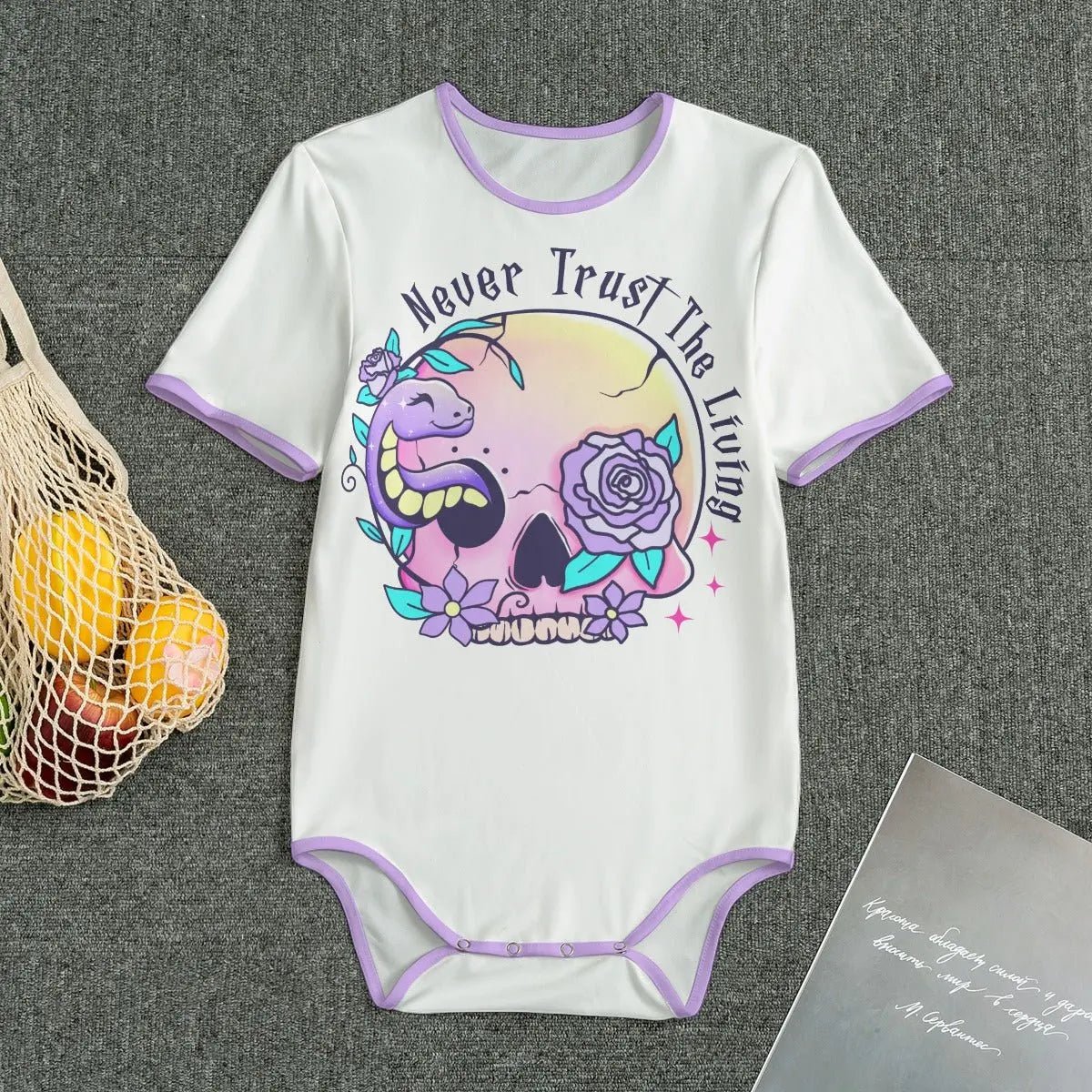 'Never Trust The Living' Unisex Adult Onesie Bodysuit Puppy's Aesthetics