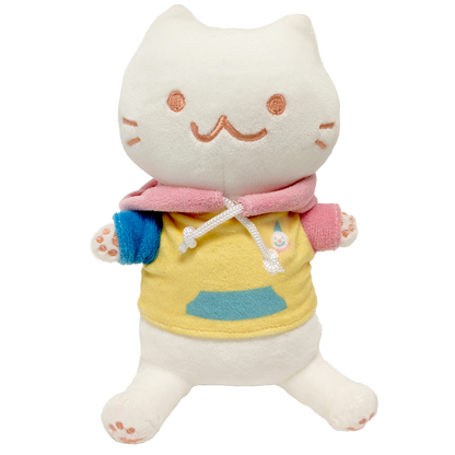 Noodlecat Plushie with Removable Pastel Clown Hoodie