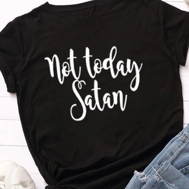 'Not Today Satan' Graphic Tee Puppy's Aesthetics