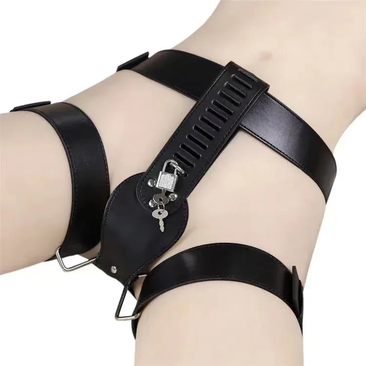 Lock & Hold Leather Chastity Harness - Puppy's Aesthetics