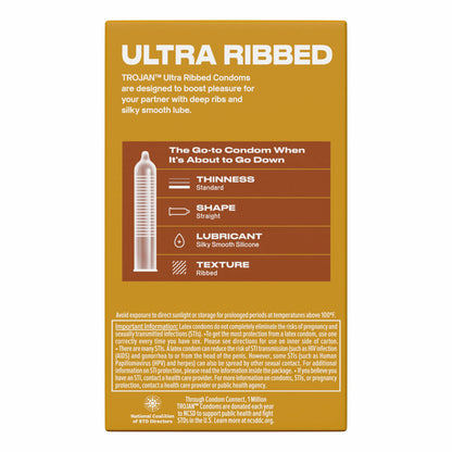 Trojan Stimulations Ulta Ribbed - 12 Pack