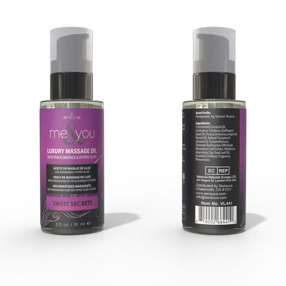 Me and You Massage Oil Sweet Secrets 2oz Pheromone Infused