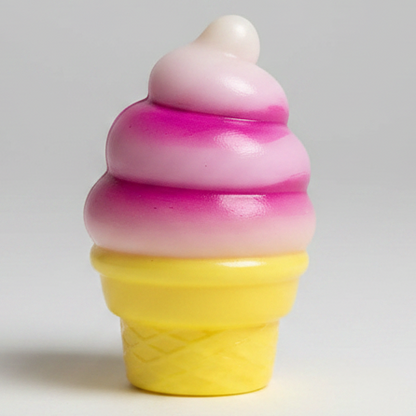 Pink & White Swirl Ice Cream Cone Squishy (Gelatin Squish)