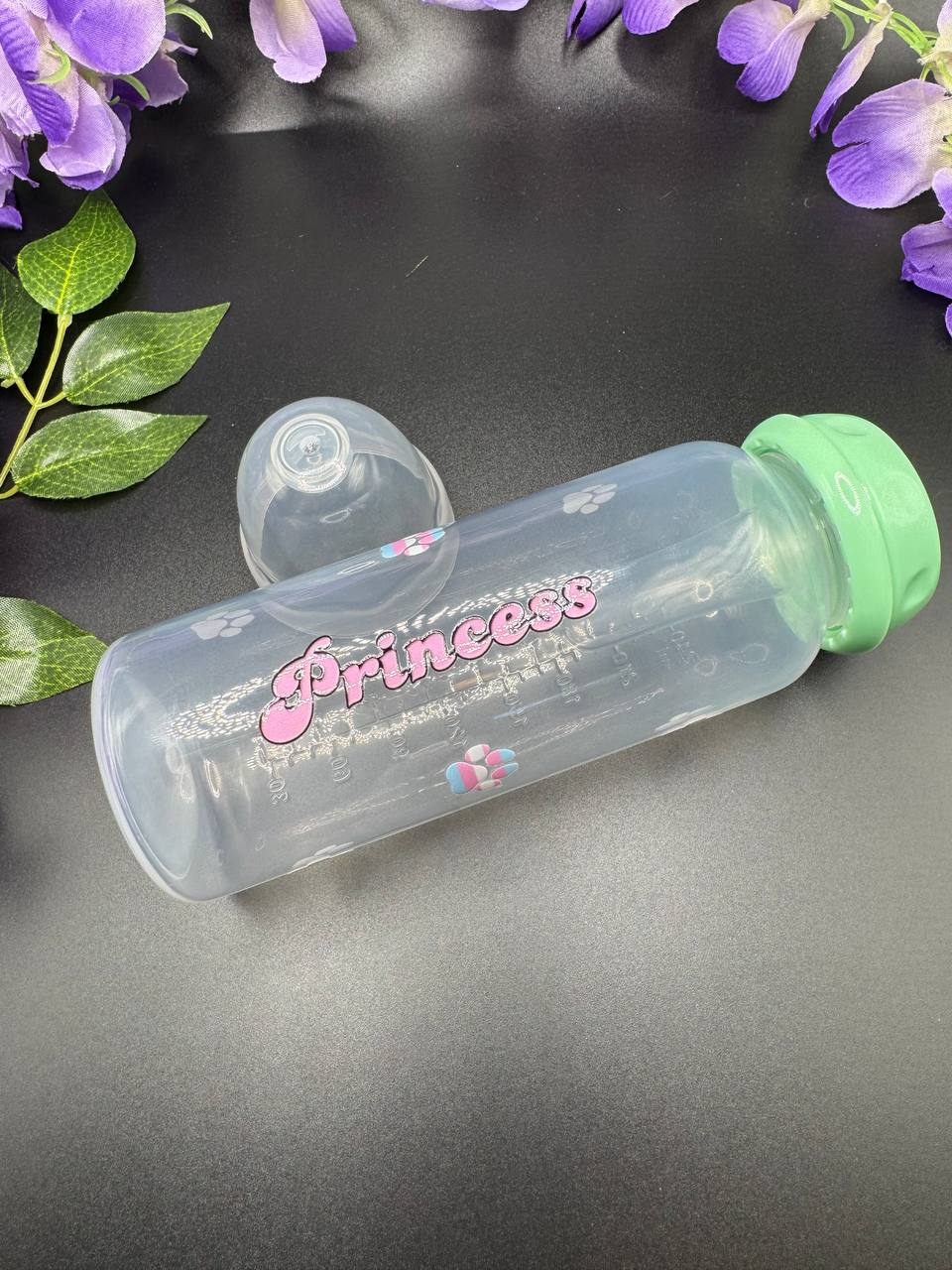 Adult Baby Bottle - 8 oz Trans Paw Princess