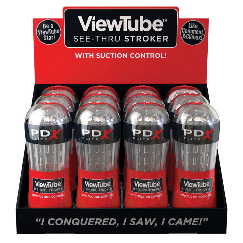 USA Only - PDX Elite ViewTube Stroker Display (12 Pcs)-Clear
