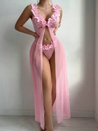 Pink Romance Sheer Lace Night Dress
