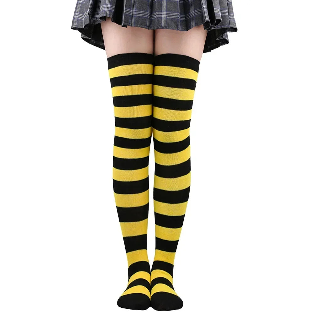 Sweet Stripe Thigh High Stockings (Colors)