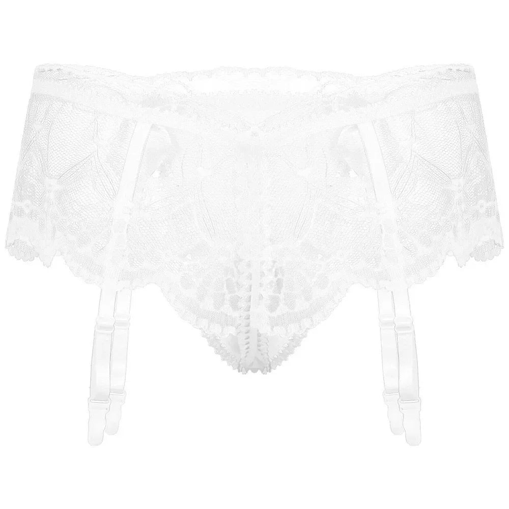 Sissy Lace Panties –  Bowknot Briefs Garter