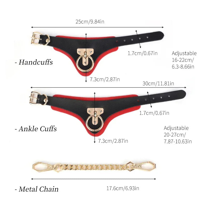 Genuine Leather Bondage Cuffs - Puppy's Aesthetics