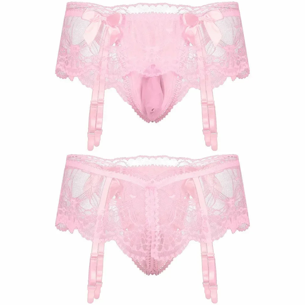 Sissy Lace Panties – Bowknot Briefs Garter - Puppy's Aesthetics