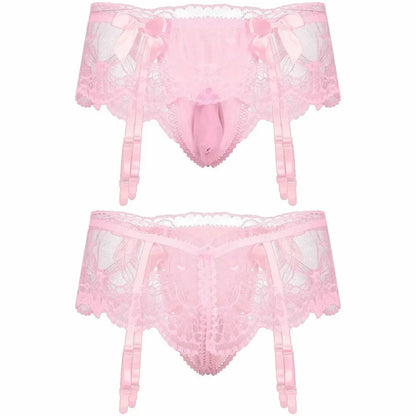 Sissy Lace Panties – Bowknot Briefs Garter - Puppy's Aesthetics
