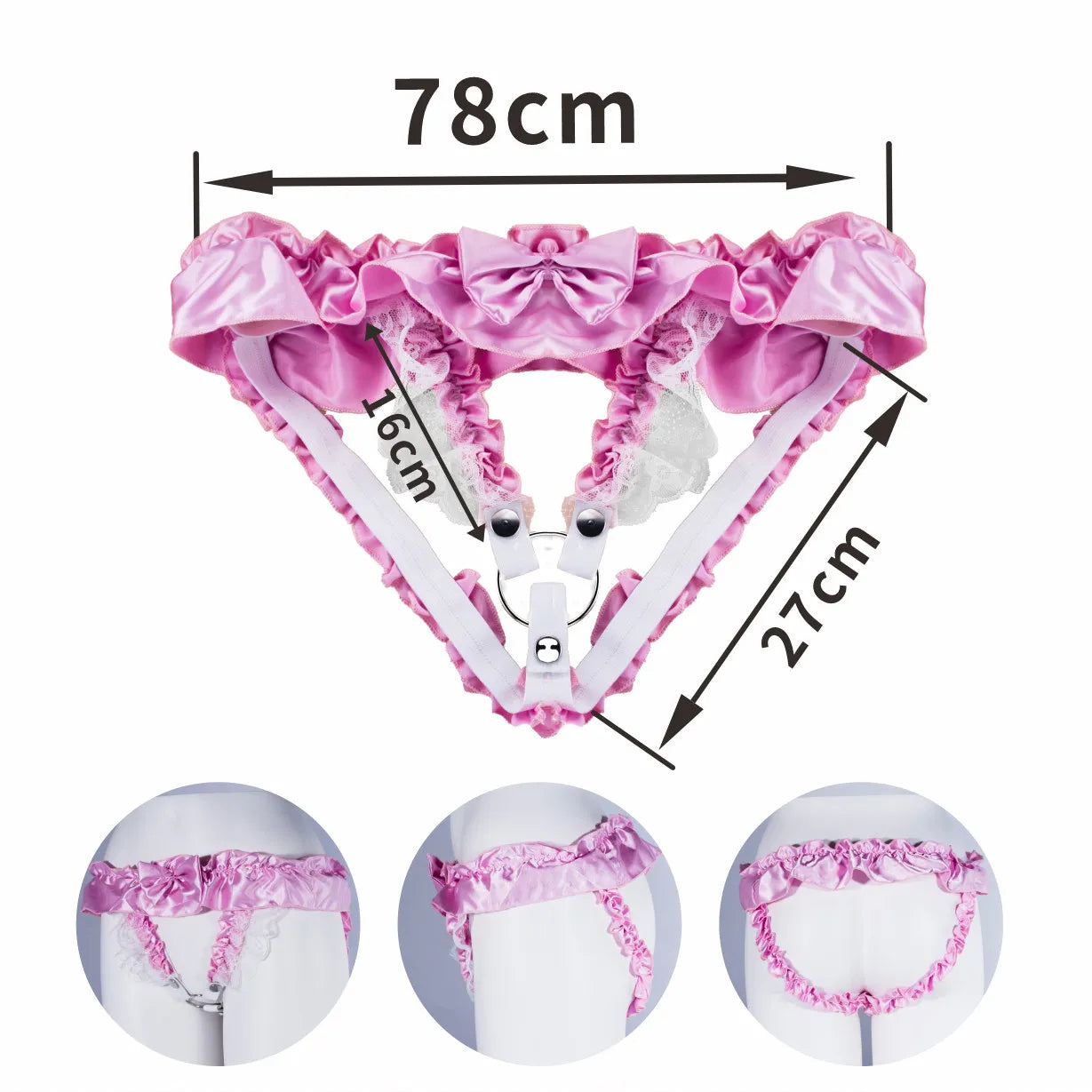 Pink Sissy Chastity Cage Ruffle Panties
