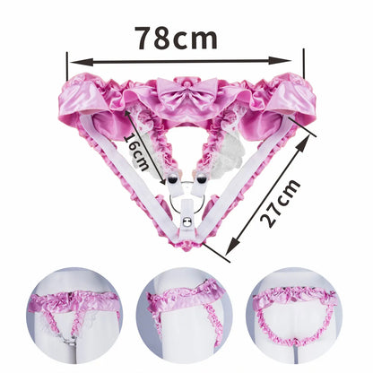 Pink Sissy Chastity Cage Ruffle Panties