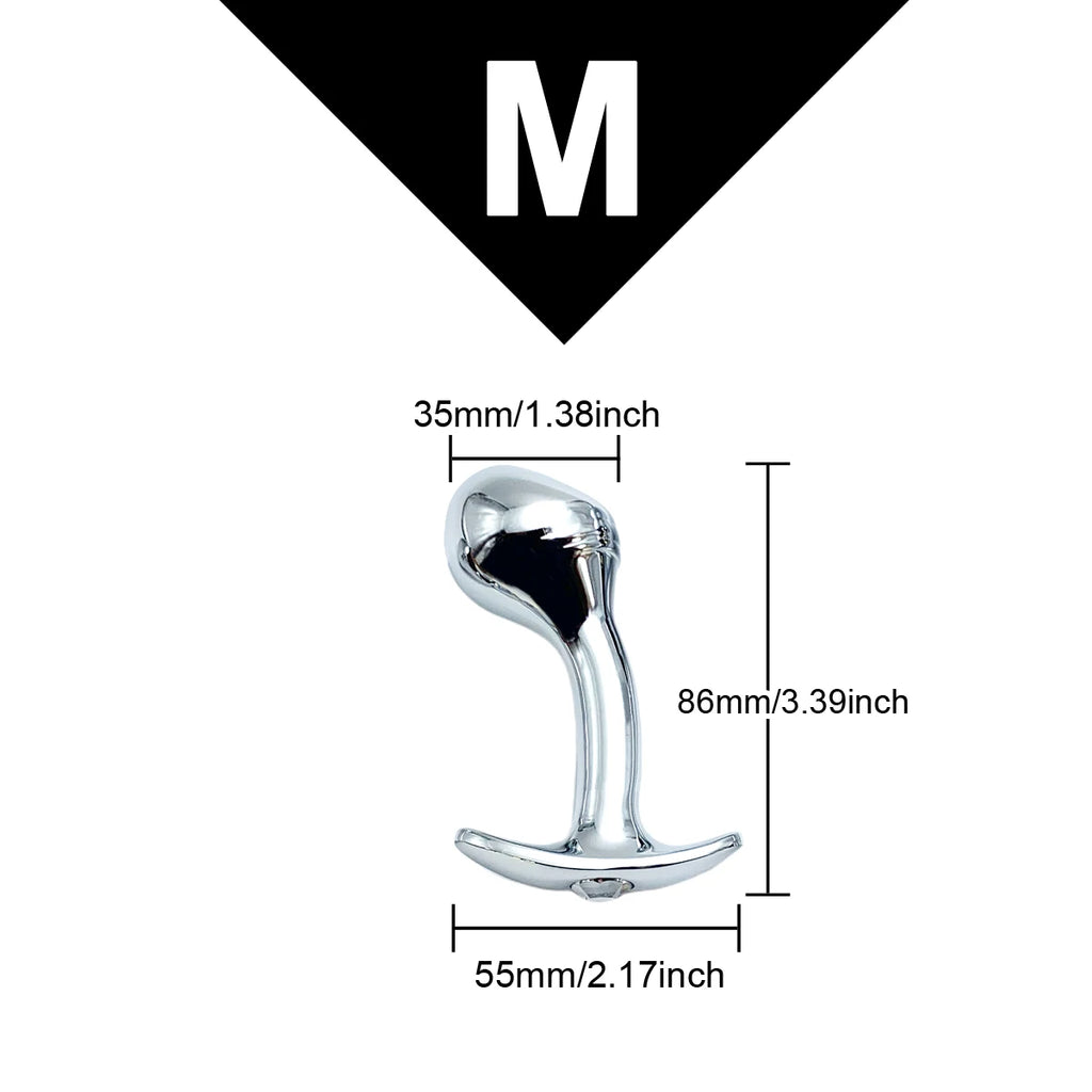 Gem Base Sleek Tapered Stainless Steel Anal Plug