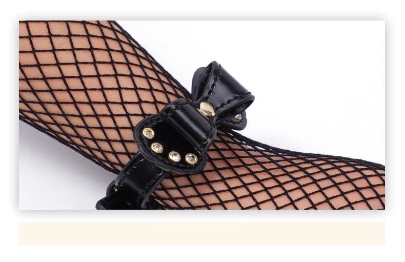 Kawaii Bow Leather Bondage Cuffs (Colors)