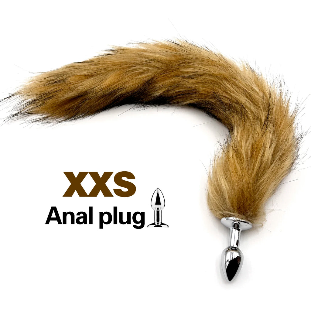 Brown Wolf Tail Stainless Steel Plug