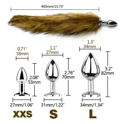 Brown Wolf Tail Stainless Steel Plug - Puppy's Aesthetics