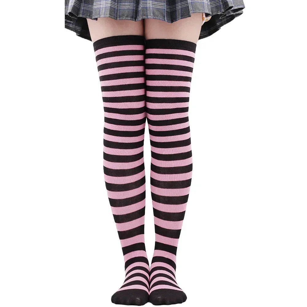 Sweet Stripe Thigh High Stockings (Colors)