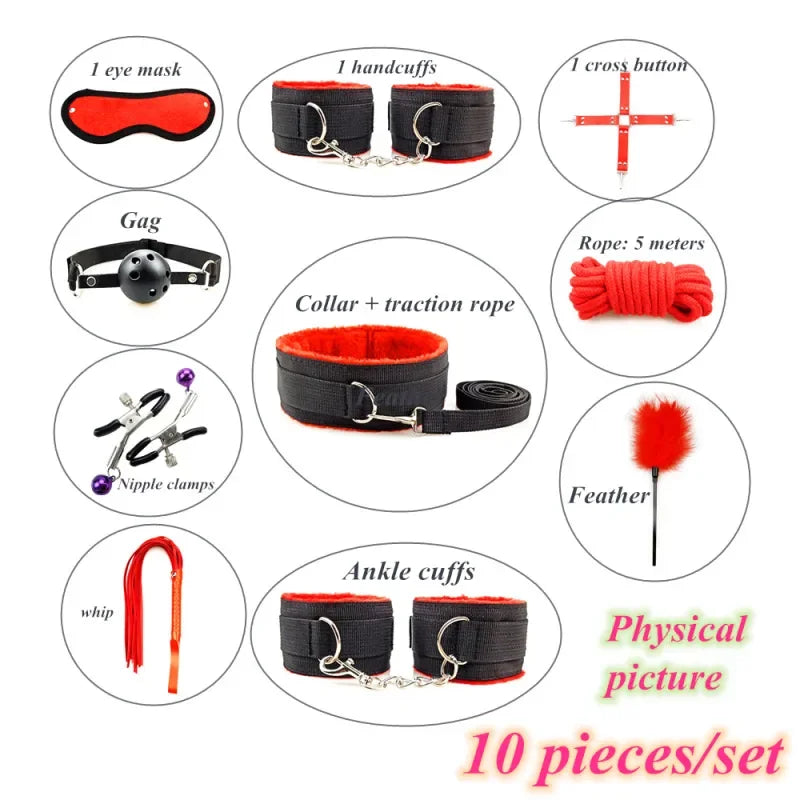 Adult BDSM Erotic Bondage Kit (Colors)