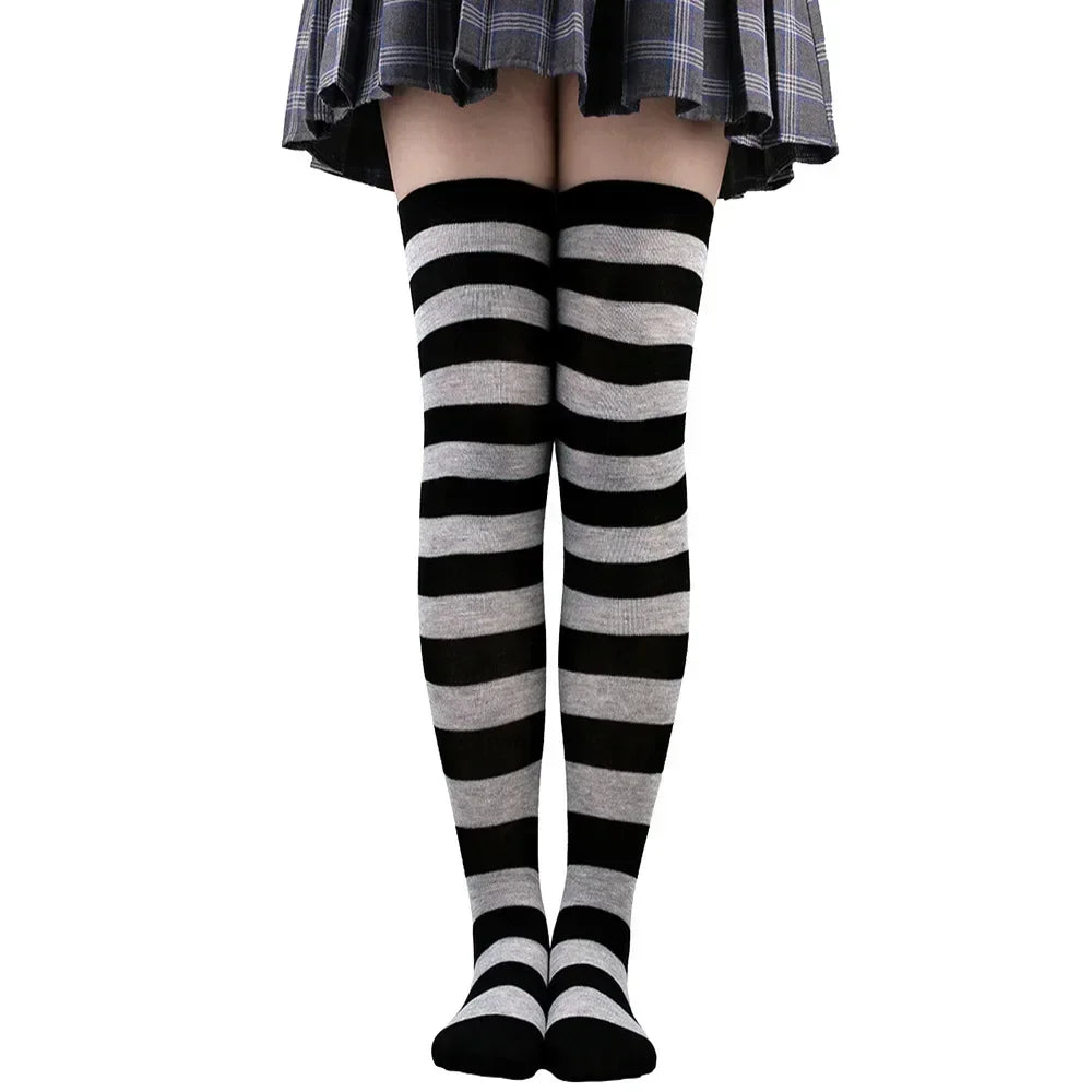 Sweet Stripe Thigh High Stockings (Colors)