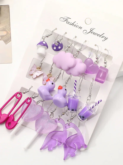 Cute Purple Kawaii Earrings