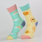 Smiley Rainbow Sky Mid-Calf Socks