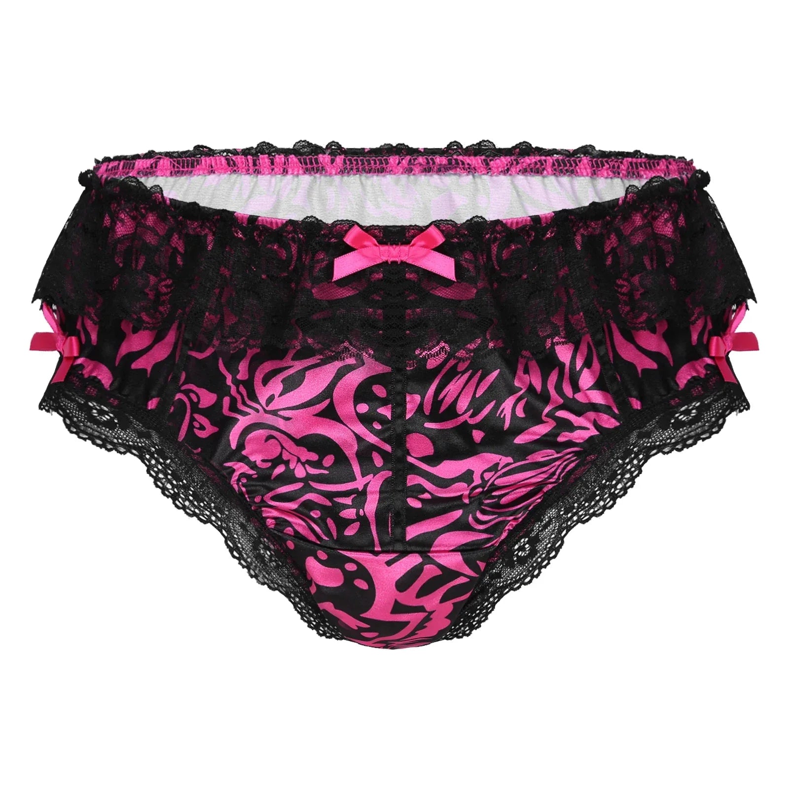 Sissy Underwear Shiny Satin Lace Ruffled Panties - Puppy's Aesthetics