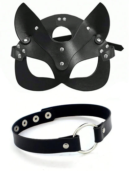 Midnight Purrfection Cat Mask & Collar Set - Puppy's Aesthetics