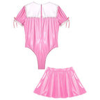Pink Patent Sissy Maid Suit with Flared Skirt