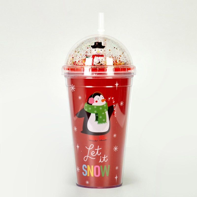 Cute Christmas Cup with Lid Straw