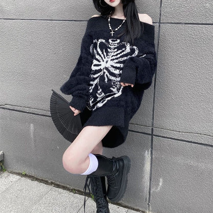 Skeleton Gothic Long Sweater Dress