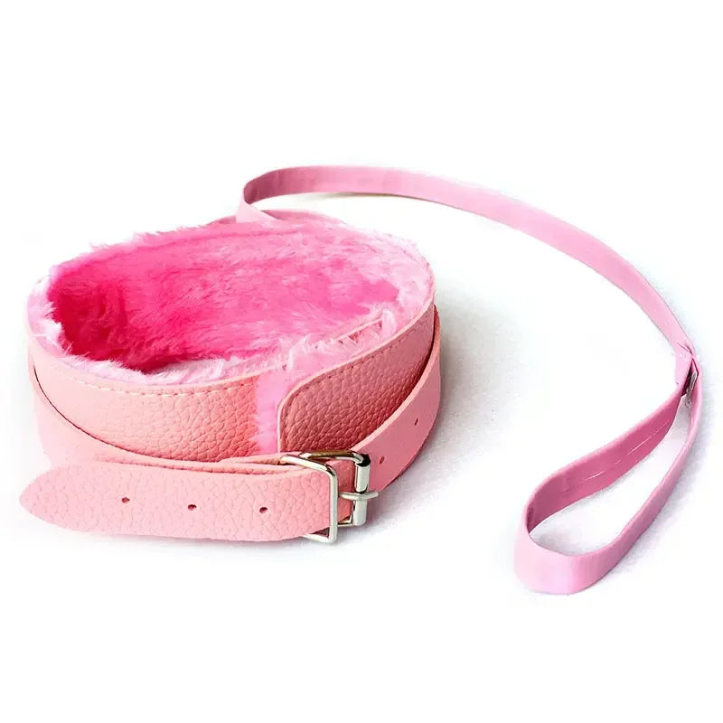 Blush Darling Plush Collar & Chain Leash - Puppy's Aesthetics