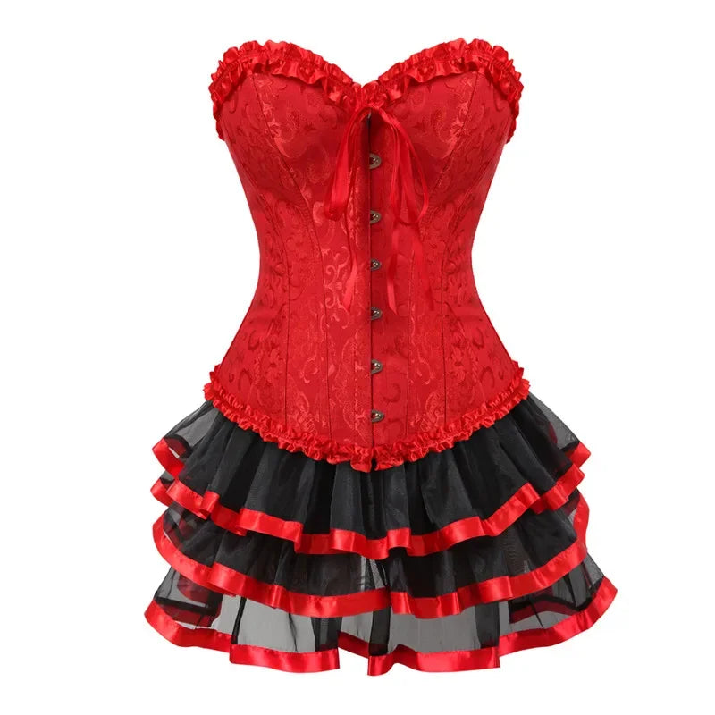 Plus Size Corset Dress & Tutu Skirt Set