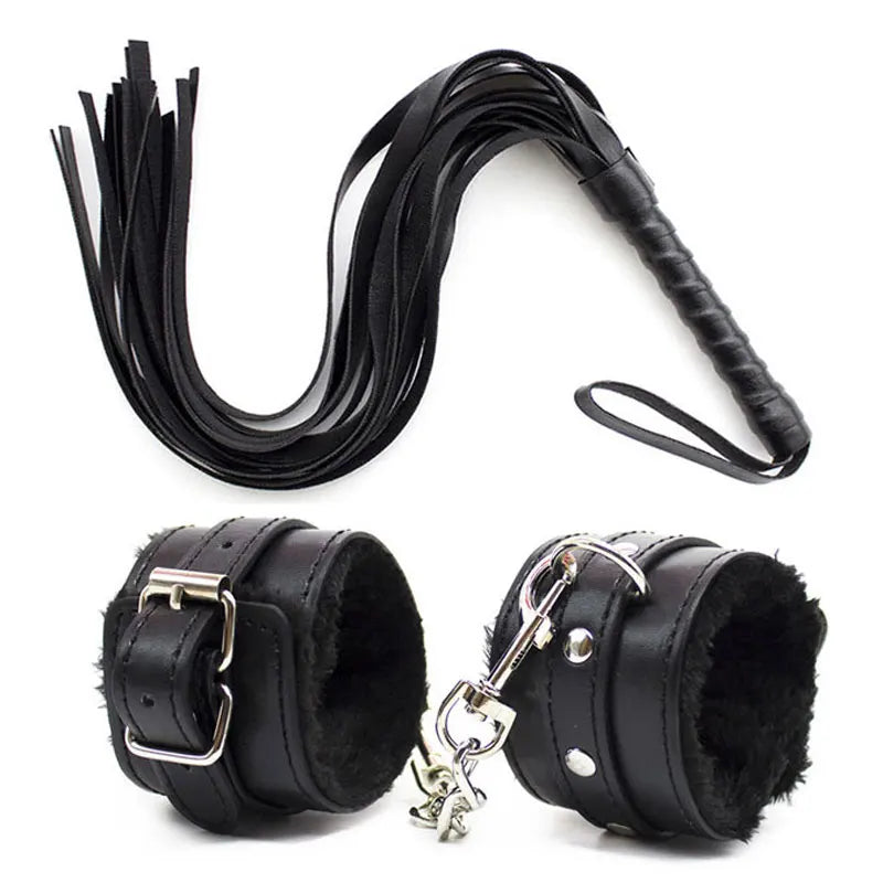 PU Leather Cuffs + Whip (Colors)