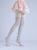 Lolita Bowknot Striped Rainbow Pantyhose