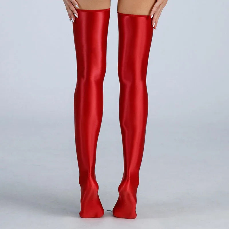 Shiny Elastic Knee High Stockings